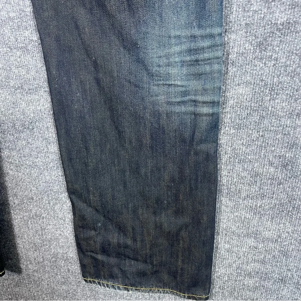 Ed Hardy Mens‎ 36X34  Yellow Logo Dark Wash Denim Distressed Designer Jeans Y2K
